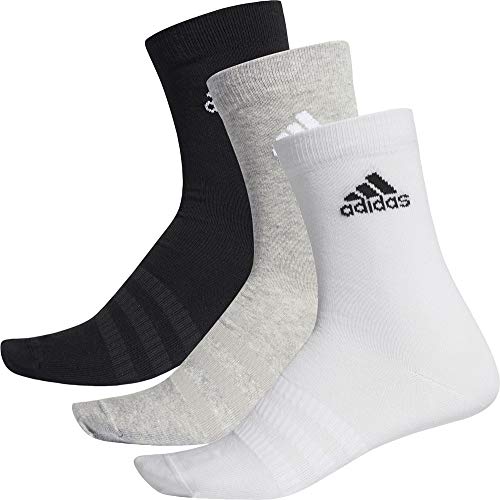 adidas Light Crew 3PP Calcetines, Unisex Adulto, Medium Grey Heather/White/Black, M