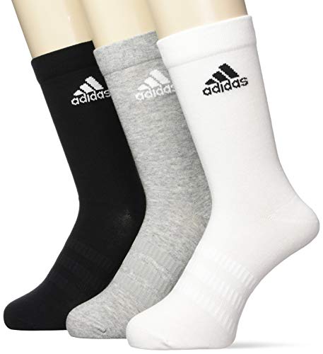 adidas Light Crew 3PP Calcetines, Unisex Adulto, Medium Grey Heather/White/Black, M