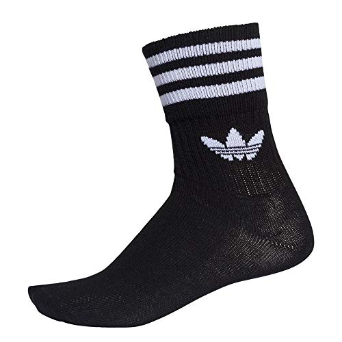 adidas Mid Cut CRW SCK Calcetines, Unisex niños, Negro/Blanco, 35/38