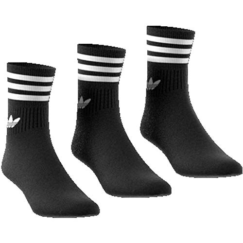 adidas Mid Cut CRW SCK Calcetines, Unisex niños, Negro/Blanco, 35/38