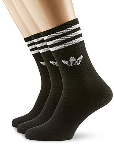 adidas Mid Cut CRW SCK Calcetines, Unisex niños, Negro/Blanco, 35/38