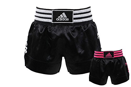 Adidas Pantalones cortos de boxeo tailandés - blanco y negro Large