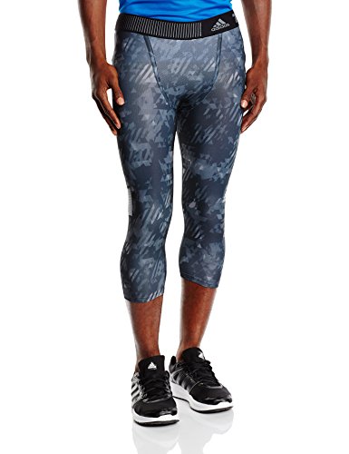 adidas para Hombre 3/4 Pantalones Techfit Cool Graphic Mallas, Primavera/Verano, Hombre, Color Gris - Vista Grey S15/Black, tamaño S