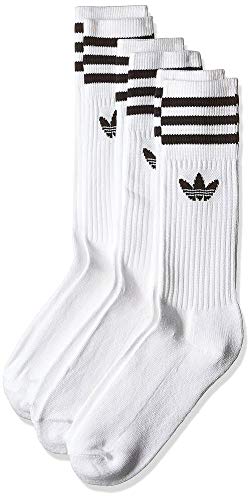 Adidas Solid Crew, Calcetines Unisex Adulto, blanco / negro, 31/34, paquete de 3