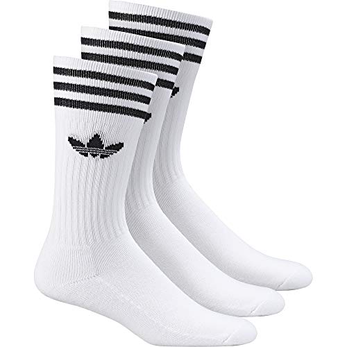 adidas Solid Crew, Calcetines Unisex Adulto, blanco / negro, 43/46, paquete de 3