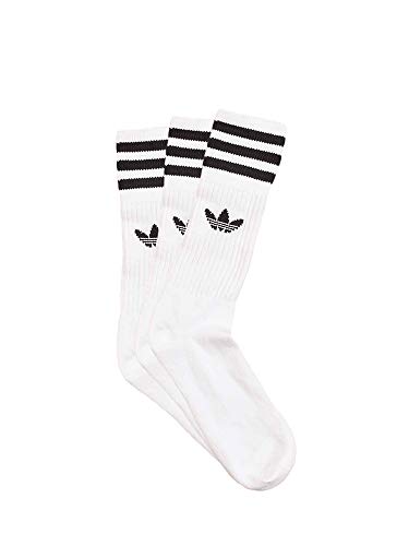 adidas Solid Crew, Calcetines Unisex Adulto, blanco / negro, 43/46, paquete de 3