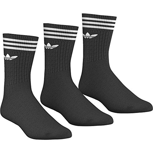 Adidas Solid Crew, Calcetines Unisex Adulto, negro / blanco, 35/38, paquete de 3