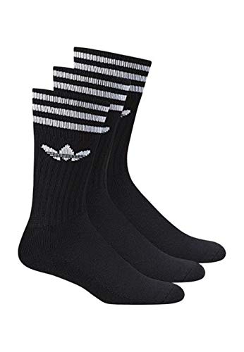 Adidas Solid Crew, Calcetines Unisex Adulto, negro / blanco, 35/38, paquete de 3