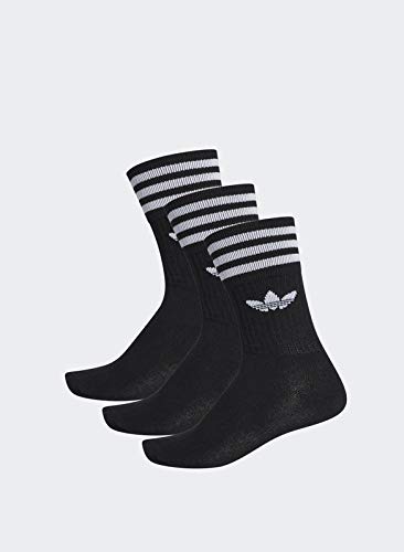 adidas Solid Crew, Calcetines Unisex Adulto, negro / blanco, 39/42, paquete de 3