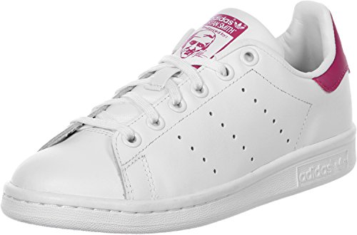 adidas Stan Smith J, Zapatillas Unisex Adulto, Blanco (Footwear White/Footwear White/Bold Pink 0), 37 1/3 EU