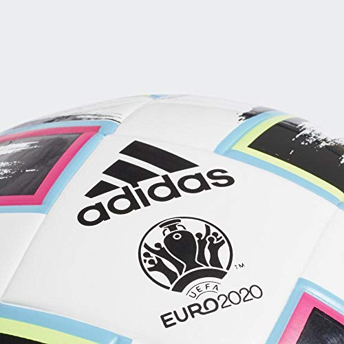 adidas UNIFO LGE J350 Balón de Fútbol, Boys, White/Black/Signal Green/Bright Cyan, 4