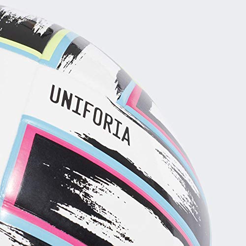 adidas UNIFO LGE J350 Balón de Fútbol, Boys, White/Black/Signal Green/Bright Cyan, 4