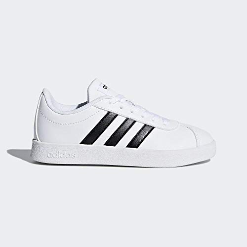 Adidas VL Court 2.0 K, Zapatillas de Deporte Unisex Adulto, Blanco (Footwear White/Core Black/Footwear White 0), 38 2/3 EU