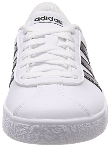 Adidas VL Court 2.0 K, Zapatillas de Deporte Unisex Adulto, Blanco (Footwear White/Core Black/Footwear White 0), 38 2/3 EU