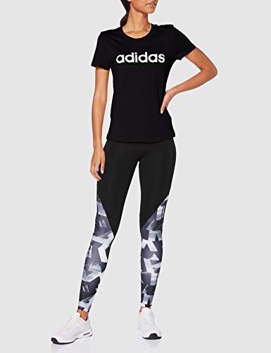 adidas W E Lin Slim T Camiseta de Manga Corta, Mujer, Negro (Black/White), M