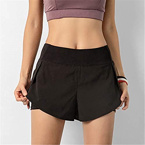 adshi 2 in 1 Running Shorts Women, Womens Gym Shorts with Phone Pocket,Double Layer Sports Shorts,for Fitness Training Men (L, Negro)