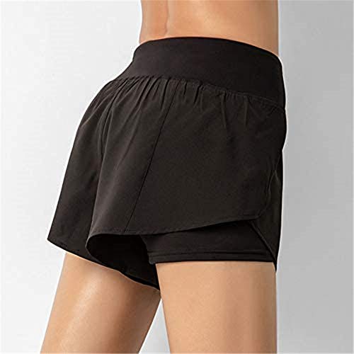 adshi 2 in 1 Running Shorts Women, Womens Gym Shorts with Phone Pocket,Double Layer Sports Shorts,for Fitness Training Men (L, Negro)