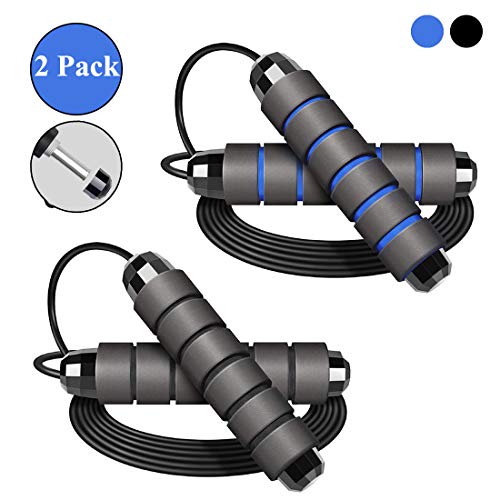 Aenamer Cuerda para Saltar, Cuerda de Salto con Rodamientos de Bolas, Ajustable 3M Profesión Speed Rope para Fitness Crossfit Boxeo Quema Grasa, 2 Paquetes