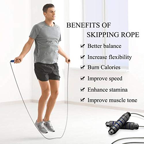 Aenamer Cuerda para Saltar, Cuerda de Salto con Rodamientos de Bolas, Ajustable 3M Profesión Speed Rope para Fitness Crossfit Boxeo Quema Grasa, 2 Paquetes