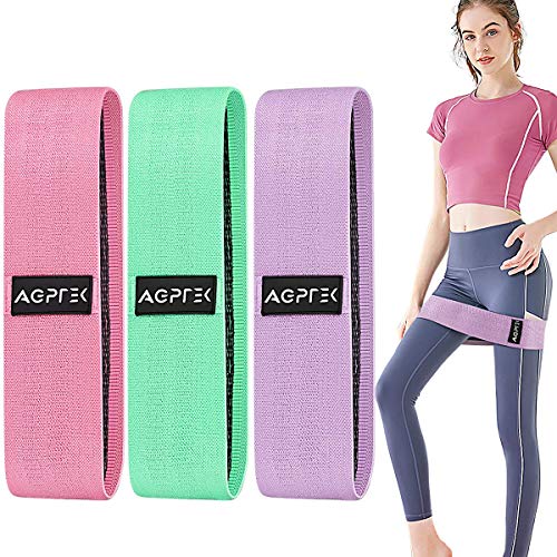 AGPTEK 3 Pcs Bandas Elasticas Musculacion, Bandas de Resistencia Fitness para Ejercicio a Gluteos, Cadera, Piernas, Brazos, Yoga, Pilates, Crossfit