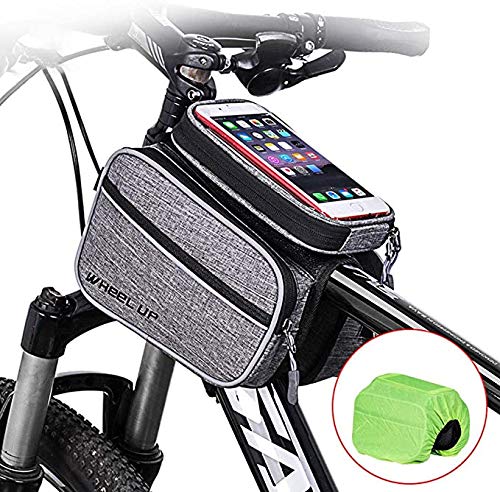 Agradecido por todo Rack para Bicicleta Bolsa para Almacenamiento De Bicicleta Rack De Tubo Superior con Visera (con Pantalla Táctil) para Teléfonos Inteligentes De Menos De 6 Pulgadas