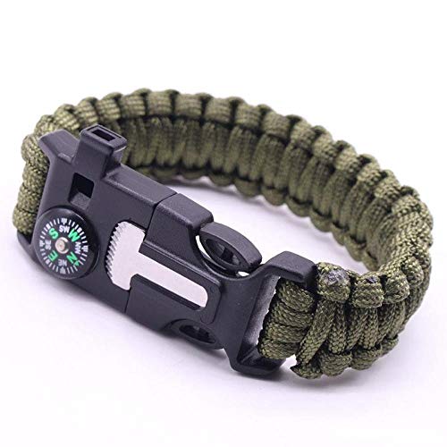 AHGAHG Pulsera de cuerda de paraguas Pulsera de supervivencia multifuncional para exteriores, cuerda para camping, aventura de siete núcleos, camuflaje verde militar