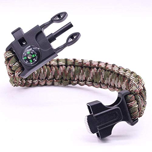 AHGAHG Pulsera de cuerda de paraguas Pulsera de supervivencia multifuncional para exteriores, cuerda para camping, aventura de siete núcleos, camuflaje verde militar