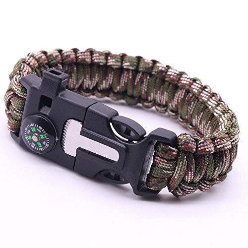 AHGAHG Pulsera de cuerda de paraguas Pulsera de supervivencia multifuncional para exteriores, cuerda para camping, aventura de siete núcleos, camuflaje verde militar