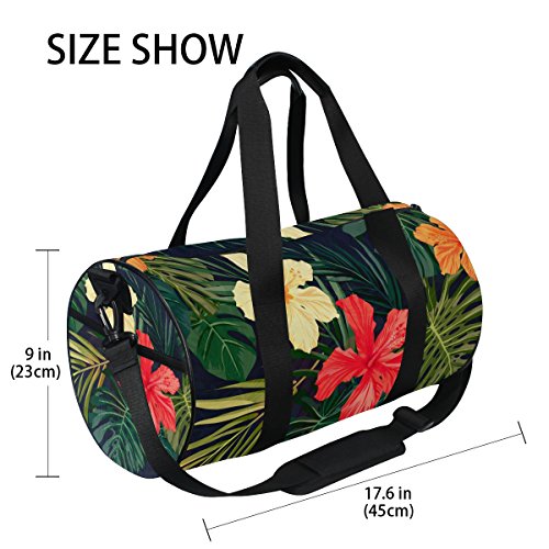 Ahomy Watercolo Tropical Hawaii Flores Monstera Palm Leaf Gym Bolsas de Hombro Deportes Ligeras de Lona Bolsa de Viaje