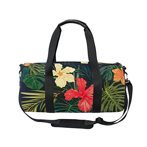 Ahomy Watercolo Tropical Hawaii Flores Monstera Palm Leaf Gym Bolsas de Hombro Deportes Ligeras de Lona Bolsa de Viaje