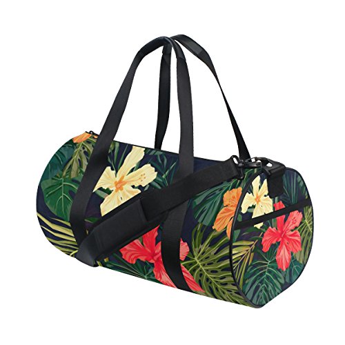 Ahomy Watercolo Tropical Hawaii Flores Monstera Palm Leaf Gym Bolsas de Hombro Deportes Ligeras de Lona Bolsa de Viaje