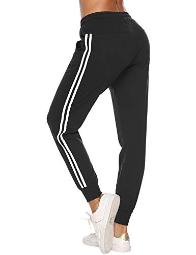 Aibrou 100% Algodón Pantalones Deportivos para Mujer Pantalones de Pijama Largos Primavera Verano Pantalón de Chándal con Bolsilpara Gimnasio Deportes Correr Entrenamiento Jogging