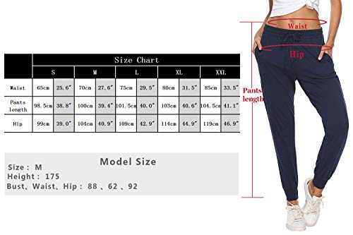 Aibrou 100% Algodón Pantalones Deportivos para Mujer Pantalones de Pijama Largos Primavera Verano Pantalón de Chándal con Bolsilpara Gimnasio Deportes Correr Entrenamiento Jogging