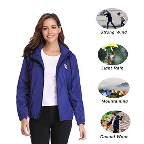 Aibrou Cortavientos Abrigos Impermeables con Capucha Ligera para Mujer,Chubasquero Deporte para al Aire Libre,Ropa de Secado Rápido Chaqueta de Viento e Impermeable