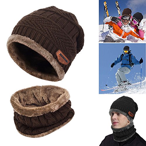 Aibrou Familiares Conjuntos Gorro y Bufanda Set Invierno para Hombre Mujer Bebe Ninos Ninas (Una Talla, Cafe*1)