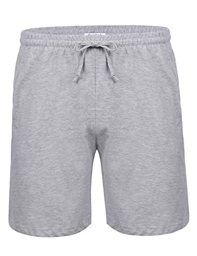 Aibrou Pantalon Pijama Corto Hombre Salón Pantalones Cortos Elástico Verano de 100% Algodon, Pack 1&2
