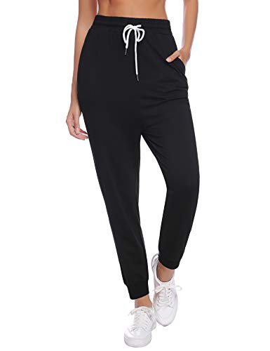 Aibrou Pantalones Chándal Raya Mujer Algodón Largos Pantalon para Deportivo Yoga Fitness Jogger Casual