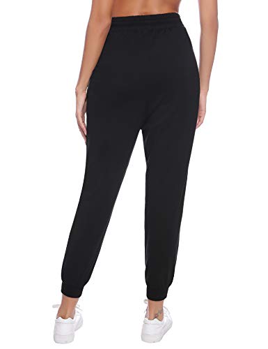 Aibrou Pantalones Chándal Raya Mujer Algodón Largos Pantalon para Deportivo Yoga Fitness Jogger Casual