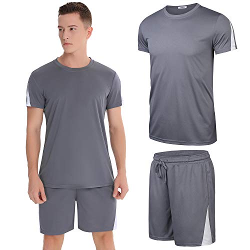 Aibrou Ropa Deportiva Chándales para Hombre Camisa Mangas Cortas Pantalon Chandales Hombre Cortos Conjunto Chandal Hombre Verano Gym Correr Trotar Caminar