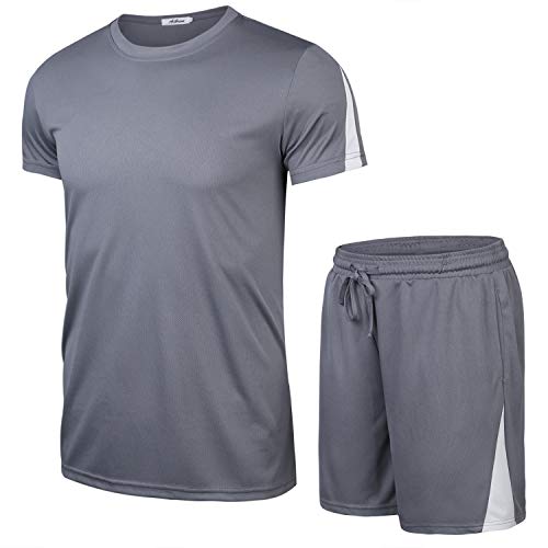 Aibrou Ropa Deportiva Chándales para Hombre Camisa Mangas Cortas Pantalon Chandales Hombre Cortos Conjunto Chandal Hombre Verano Gym Correr Trotar Caminar