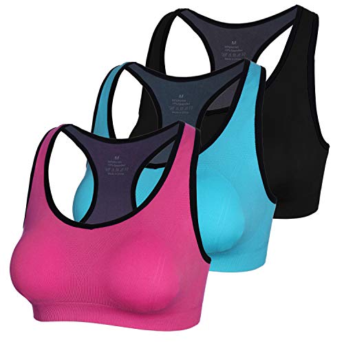 Aibrou Sujetador Deportivo Mujer Push Up (1/2/3pack) con Almohadillas Extraíbles,Bra Deporte sin Costuras para Yoga/Fitness/Run/Ejercicio/USA de Diaria