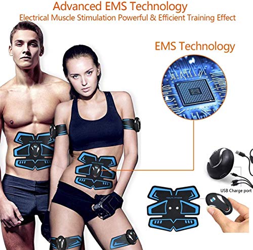 AILIDA Electroestimulador Muscular Abdominales, para Abdomen/Cintura/Pierna/Brazo, USB Recargable EMS Estimulador Muscular Abdominales