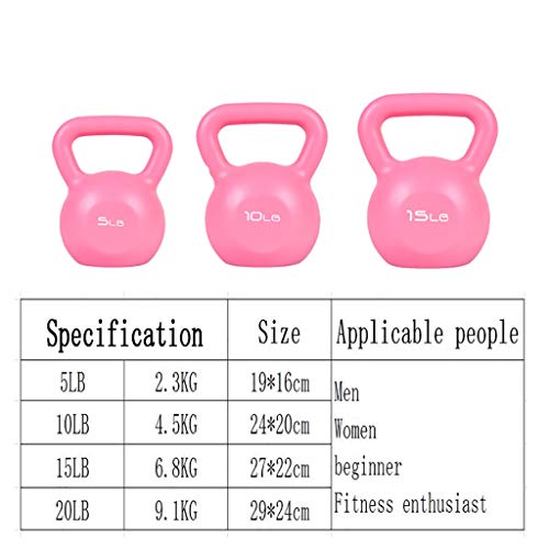 Ailj Kettlebell para Mujeres 15lbs/5lbs/10lbs Rosa Inicio Fitness Pesas Rusas para Equipos De Entrenamiento De Fuerza Y Levantamiento De Pesas (Color : Pink, Size : 10LBS)