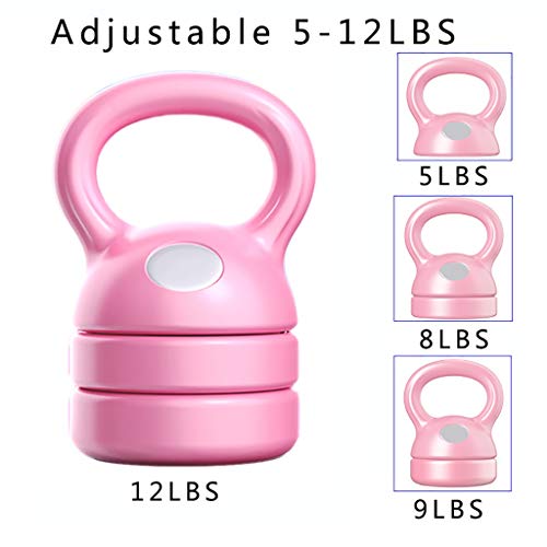 Ailj Pesas Rusas Juego De Pesas Ajustables 5-12 LB Home Fitness Kettlebell Ajustable para Equipos De Entrenamiento De Fuerza Y Levantamiento De Pesas (Color : Pink, Size : 26 * 14.5cm)