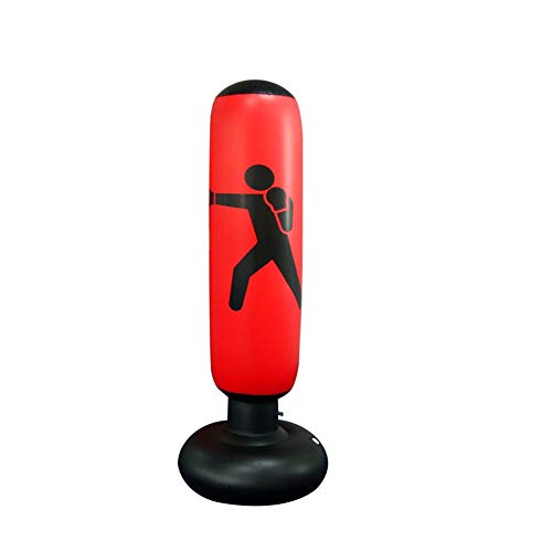 AILUOR - Saco de boxeo hinchable para entrenamiento de golpes y patadas, con forma de torre, saco de arena para niños, para practicar fitnes, deportes, juegos, liberación de estrés, 160 cm, rojo