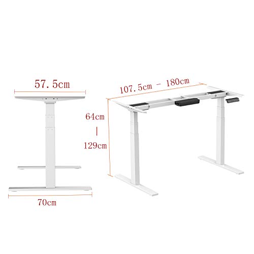 AIMEZO Escritorio de Oficina Escritorio de Pie Altura Ajustable Escritorio Marco Doble Motor 3 Sección Patas Telescópicas de Acero Standing Escritorio Escritorio Ajustable (Blanco)