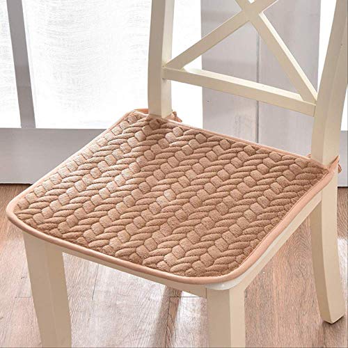 AINIYUE Cojines de Silla con Lazos, Almohadilla sólida de algodón, Se Puede Fijar en la Silla Sentado Almohada Colchoneta, para la Oficina en el hogar Cómoda Almohadilla 2pcs 40x40cm Camel Leaf