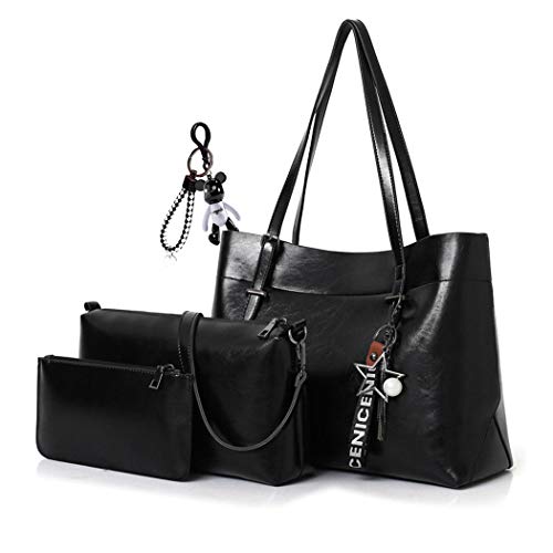 AINUOEY Mujer Bolsos Bandolera Vestir Casual de Hombro Bolsos de Mano Convertible 3 piezas Fekete