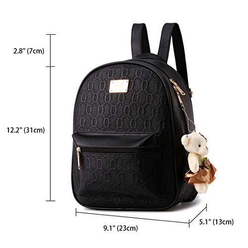 AINUOEY Mujer Bolsos Mochila Vestir Antirobo Pequeña Casual Bandolera Cuero Hombro Piel de PU Fekete