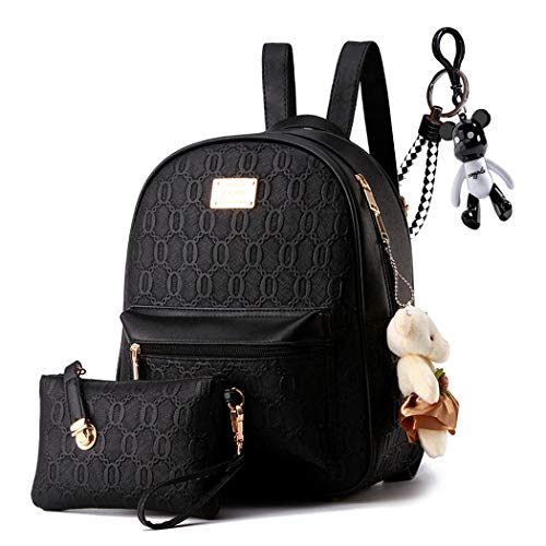 AINUOEY Mujer Bolsos Mochila Vestir Antirobo Pequeña Casual Bandolera Cuero Hombro Piel de PU Fekete